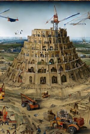 The rebuilding of The Tower of Babel by Stable-Diffusion inspired by Pieter Bruegel the Elder